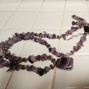 DeBry Collections Natural Amethyst Jewelry Set of Necklace and Earrings